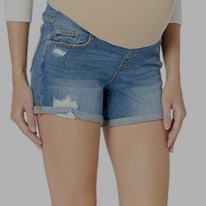 Indigo blue maternity shorts